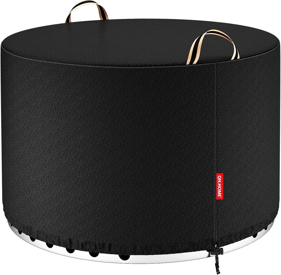 QH.HOME Fire Pit Cover Round for Solo Stove Yukon 27"-29", Waterproof Smokeless Fire Pit Cover, 600D Strong Tear Resistant, Fits for Gas/Table/Bowl Fire pits - 30" D X 18" H (Black)