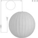 20in Plug in Hanging Lamp Large Lantern, White Imitation Silk | Oversize Globe Pendant Light Plug in Lantern Lamp Wabi Sabi Chandelier for Living Dinning Room Kitchen Island Bedroom 1 Pack