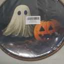 Cvjutf Vintage Ghost Halloween Wall Art Framed, Ghost Bathroom Decor, Gothic Dark Academia Fall Round Wall Decor, Witchy Halloween Pumpkin Canvas Prints Art for Bedroom Bathroom Living Room, 10x10 In