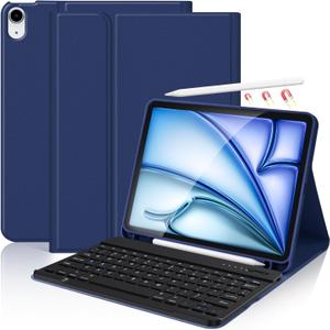 KBCASE for iPad Air 11 inch (M3/M2) 2025/2024 Case with Keyboard, for iPad Air 5th/4th Gen/for iPad Pro 11 2018, Detachable Wireless Keyboard Tablet Case with Pencil Holder(Dark Blue)