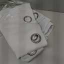 Estelar Textiler Greyish White Curtains for Bedroom 63 Inches Length Thermal Insulated Window Curtain Shades with Silver Palm Tree for Living Room, 52Wx63L, 2 Drapes