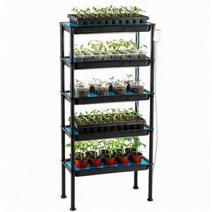 5‑Tier Ebb & Flow Bottom‑Watering Plant Stand with Timer Auto Water Pump, Siphon Self Irrigation Growing Rack, Heavy Duty UV Resistant Vertical Shelf for Seed Starter Trays & Nursery Pots