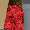 Jexine 50 Pcs Artificial Rose Flower Bulk Realistic Silk Fake Roses with Long Stem Plastic Artificial Flower Bouquet Real Looking for Home Wedding Centerpieces Party Decoration(Red)
