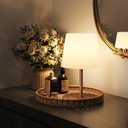 EZVALO IP65 Waterproof Shower Table Lamp for Bathroom, Cordless Rechargeable Bath Light with 4500mAh Battery  Soft 360 Glow for Bathtub, Night Shower & Relaxing Routines (1 Pack, Wood Grain)