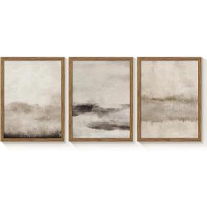 3 Piece Large Abstract Framed Wall Art, Neutral Beige Modern Art Wall Decor, Contemporary Minimalist Canvas Prints, Watercolor Paintings for Living Room Bedroom Dining Room Office 16x24 Inch