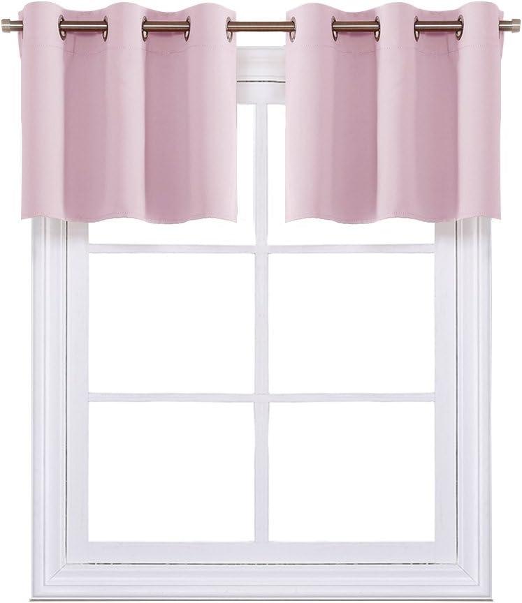 NICETOWN Baby Pink Window Treatment Valance - Thermal Insulated Eyelet Top Cute Curtains for Girl's Bedroom/Nursery (Lavender Pink, 2 Panels, 42W by 18L 1.2 inches Header)