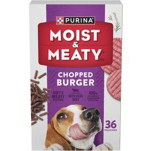 Purina Moist and Meaty Dog Food Chopped Burger Soft Dog Food Pouches - 36 ct. Pouch BB MAY 2026