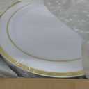Goodluck 600 Pieces Gold Disposable Plates for 100 Guests, Plastic Plates for Party, Dinnerware Set of 100 Dinner and 100 Dessert Plates, 100 Spoons, 100 Forks, 100 Knives, 100 Cups