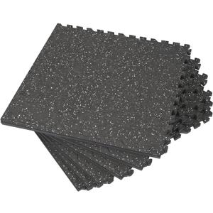 0.56 Inch Thick 24 Sq Ft Gym Flooring for Home Gym, 6 Tiles Robust Rubber Top with Eva Foam Exercise Equipment Mats, Protective Flooring Puzzle Mat for Fitness Room