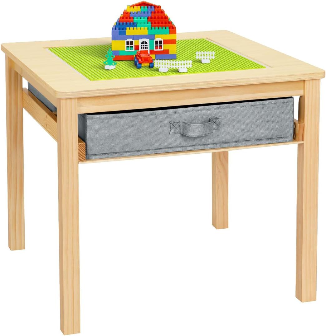 Wooden Kids Building Block Table with Storage, Toddler Activity Table for Nursery, Classroom