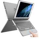 TQQ Touch for iPad 9th Generation Case with Keyboard (10.2", 2021), Multi-Touch Trackpad, 360° Rotatable Protective Cover for iPad Keyboard 9th/8th/7th Gen with Pencil Holder (Gray)