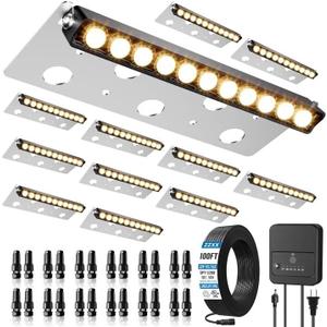 ZZXX All-in-One Retaining Wall Lights with Transformer, 2700K Hardscape Lighting, Low Voltage Landscape Lighting, IP68 Waterproof Outdoor Step Lights Fence Decor for Patio Stairs, 3W Lights 12-Pack