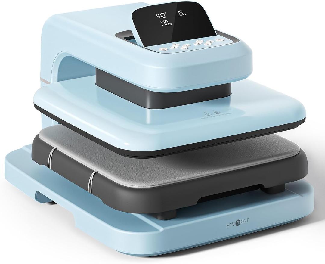 HTVRONT Auto Heat Press 2 - Heat Press Machine for T Shirts with Adjustable Pressure & Higher Heating Height, Heats Up Fast & Evenly Heat Press 15x15 for HTV, Sublimation, Heat Transfer Projects (Bubble Blue)