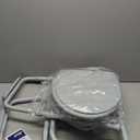 Drive Medical 11148-1 Folding Steel Bedside Commode Chair, Portable Toilet, Supports Individuals Weighing Up To 350 Lbs, with 7.5 Qt. Bucket and 13.5 Inch Seat, Grey