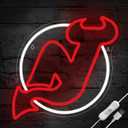 Ice Hockey Neon Sign for Wall Decor Sports LED Light Up Sign Hockey Wall Decor Sport Neon Lights for Club Bedroom Man Cave Bar Garage Sports Gifts for Men Teen Boys Fans,Size 14.6*14.2 inches(FMXD106) (J-Red&White)