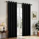 Joydeco Blackout Curtains for Bedroom,Black Out Curtains 84 Inch Long, Black Drapes with Grommets, Noise Reducing Energy Saving Thermal Insulated & Wrinkle-Free Drapes for Living Room, 2 Panels