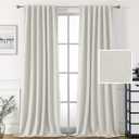H.VERSAILTEX Blackout 100% polyester Curtains for Bedroom 84 inch Full Light Blocking Drapes with Double Face Linen Back Tab Loop Pocket Textured Burlap Curtains for Living Room 2 Panels, Off White