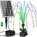 Solar Fountain Pump with Adjust Glass Panel, Upgrade 3.5W Solar Water Pump with Stake, 16.4ft Cable, 2000mAh Battery, Colorful Lights, Solar Powered Fountain Kits for Bird Bath, Hummingbird