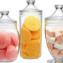 Amazing Abby - Adore - Plastic Apothecary Jars (3-Piece Set, 52/46/46 oz) (NOT Glass), Acrylic Jars with Lids, Bathroom Canisters, Candy Buffet, Wedding Display, BPA-Free and Shatter-Proof (Clear)