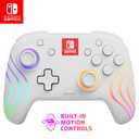 PDP Gaming Afterglow Wave Wireless Nintendo Switch Pro Controller - Officially Licensed, Nintendo Switch 2, Switch Lite/OLED, RGB LED Customization, App Controls, Rechargeable Battery Power - White