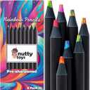 Nutty Toys Jumbo Rainbow Pencils, 8 XL Presharpened Multicolored Pencils, Best Goodie Bag Party Favors, Cool Colored Crayon Art Supplies for Kids, Adults, Top Boy & Girl Valentines Day Gift Idea 2026