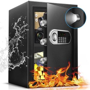 2.5 Cu Ft Safe Box for Home Steel Electronic Digital Safety Box Personal Security Lock Box with LED Sensor Light Emergency Type-C External Charge for Money Jewelry Documents