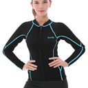 GoldFin Wetsuit Top Women, 2mm Wetsuits Jacket Long Sleeve Neoprene Tops for Water Aerobics Diving Surfing Swimming, M