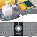 BFONS Silicone Faucet Handle Drip Catcher Drying Tray Mat Dish Soap Sponge Holder Accessories Gadgets for Kitchen Counter Bathroom Kitchen Sink Splash Guard -Grey (Grey(1Pack): 14.25"x5.35")