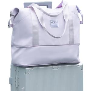 Travel Duffel Bag, Sports Tote Gym Bag, Shoulder Weekender Overnight Bag for Women (A2-purple-expandable)