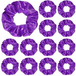 Taiyin 24 Pcs Shiny Metallic Scrunchie Solid Scrunchies Christmas Hair Ties Hair Elastics Accessories Elastic Band for Women Gym Dance Cheerleading Softball Volleyball Baseball Team(Purple)