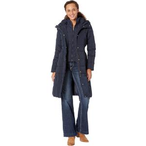 Cole Haan womens Long Quilted Puffer Coat Down Jacket (X-Large, Navy)
