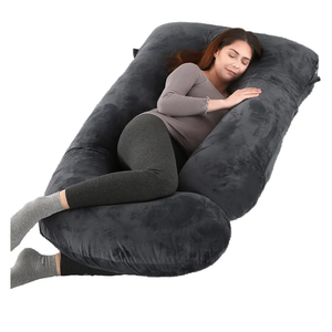 ALLOPERA Pregnancy Pillow, Full Body 57 Inch Maternity Pillow with Removable Washable Cover - Sleep Support for Legs, Back, Neck, Shoulder, HIPS, Belly for Pregnent Women, Black Grey Velvet Cover