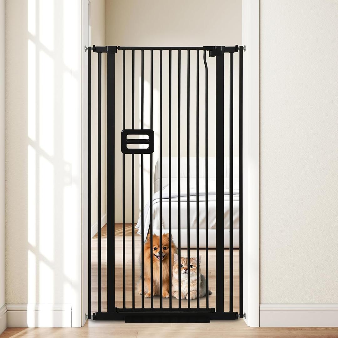 55'' Extra Tall Cat Gate, 30.1"-34.1" Wide Auto Close Tall Pet Gate for Doorways, Pressure Mounted High Dog Door Gate No Drilling Cat Fence Safety Baby Gate for Stairs, Doorways, Black