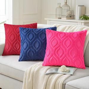 decorUhome Throw Pillow Covers 12x20 Inch Set of 2, Soft Plush Faux Wool Aqua Solid Couch Pillow Covers, Accent Farmhouse Neutral Rectangle Pillow Cases for Sofa Bed Living Room Home Decor