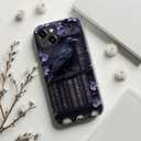 for iPhone 14 Plus Case Cute–Wireless Charging Compatible – Dual-Layer Hard Shell + Silicone Cover - Trendy Design – Protective Phone Case for Women - Purple Gothic Raven Bookshelf