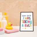 2 x Funny Kids Bathroom Wood Plaques Wall Decor,Splish Splash I was Taking a Bath Bathroom Front Door Wooden Hanging Sign for Toilet Washroom Shower Room Wall Decor 12'' L x 8'' W