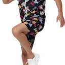 80s Outfit for Men, Neon Retro Workout Costume Set with Accessories (Size: Small, Black)