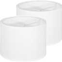 White Lamp Shades Set of 2, Drum Large Lampshades 13" Top x 13" Bottom x 10" High, Replacement Lamp Shades Natural Linen for Table Lamps Floor Lamps, Easy Assembly Required