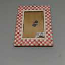 4x6 Bone Inlay Picture Frame  Handmade Imperfect Checkered Pattern Photo Frame for Tabletop & Wall Decor, Vintage Art-Inspired Design, Red & White, Christmas Decorative Gift Frame
