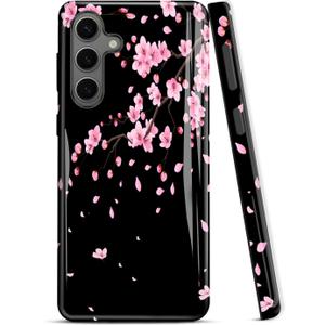 ZISKGZO Compatible for Samsung Galaxy S25 Ultra 5G Case, 2 Layer Hard Shell Silicone Cover 2 in 1 Shockproof Protective Phone Case,Cherry Blossoms