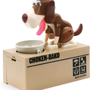 Puppy Piggy Bank, My Dog Piggy Bank, Cute Robotic Coin Munching Toy Money Box, Saving Money Coin Bank Gift (Coffee)