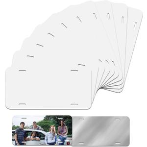 10 Pack Sublimation License Plate Blanks,Heat Thermal Transfer Sheet DIY Picture Sublimation Blank,Metal Aluminum Automotive License Plate Plates Tag for Custom Design Work - White