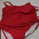Viottiset Women's Ruched High Cut One Piece Swimsuit Tummy Control Bathing Suit Monokini (Medium, Red)
