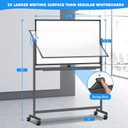 Rolling Dry Erase Board 48 x 32, maxtek Double-Sided Mobile White Board, Large Portable Magnetic Whiteboard with Stand - Easel Style Whiteboard with Wheels for Home Office Classroom School, Black