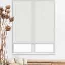 Persilux Free-Stop Cordless Blinds Natural Woven Linen Fabric Light Filtering Roller Shades for Windows UV Protection Privacy, Patio (33.5" W x 72" H, White)