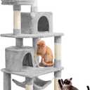 Yaheetech 62.5inches Cat Tree Cat Tower Cat Condo with Platform & Hammock, Scratching Posts for Kittens Pet Play House with Plush Perch for Indoor Activity Relaxing, Light Gray