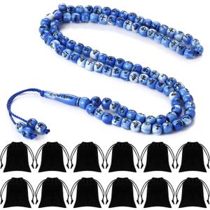 Ferreve 12 Sets Muslim Tasbih 99 Rosary Prayer Beads 8mm Islam with Allah Names Engraved for Muslim Gift, Islamic Ceremony Religious Gift for Men and Women(Blue)