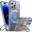 Chicfun 360 O-Ring MagStander for iPhone 14 Pro Case with Magnetic Kickstand Ring Holder [Compatible with MagSafe][360Rotate Stand Ring][Military Shockproof] iPhone 14 Pro Phone Cover Matte Grey