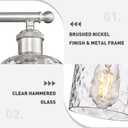 zeyu 6-Light Bathroom Wall Light Fixture, 42 Inch Modern Nickel Vanity Lighting Fixtures for Bedroom, Brushed Nickel Finish with Clear Hammered Glass, ZJF63B-6W BN