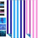 Yongoes 2 Pack Microfiber Lightweight Thin Beach Towel Sand Free Quick Dry Super Absorbent Large Towels for Swimming Pool Yoga Gym Travel Vacation Beach Accessories Essentials Stripes